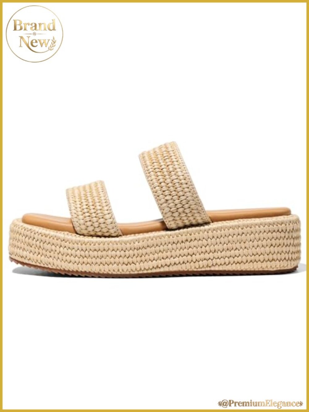 Platform Sandals Woven Straw Espadrille Wedges Women's Summer Beach Shoes